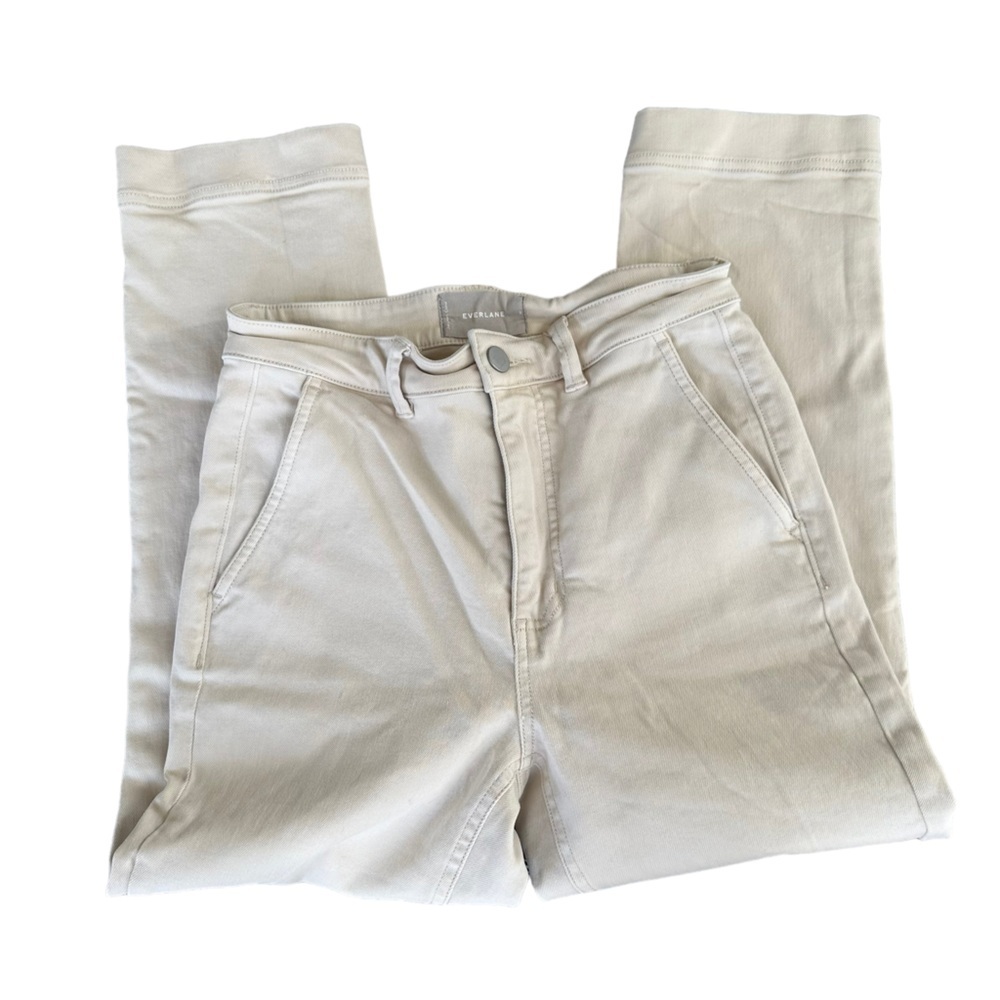 Everland Hight Waist Straight Leg‎ Stretchy White Jeans Size: 2